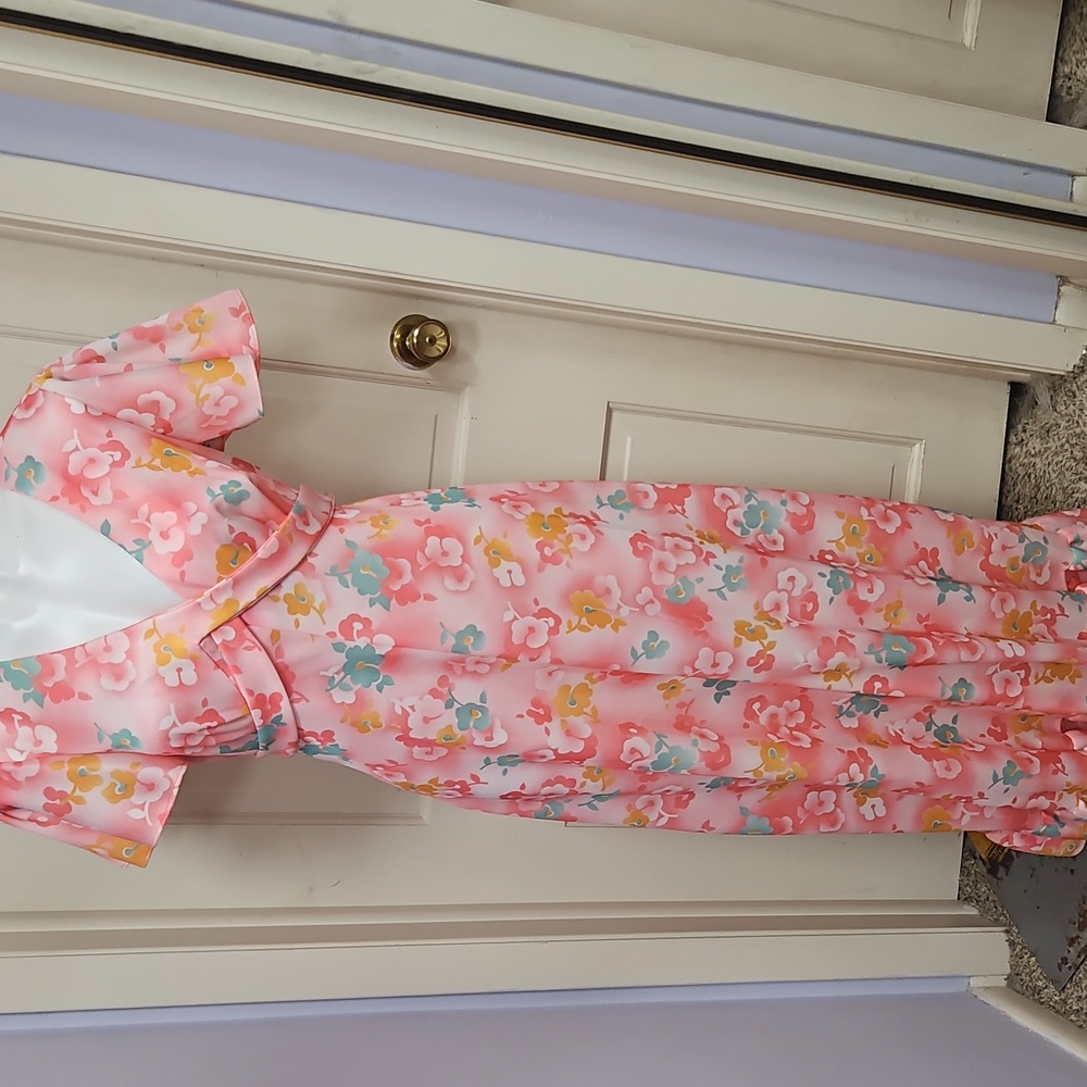 Vintage handmade, one of a kind, floral nineteen sixties gown dress